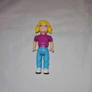 Playskool Dollhouse BLONDE GIRL DAUGHTER in HOT PINK SHIRT 1994 Pigtails HTF